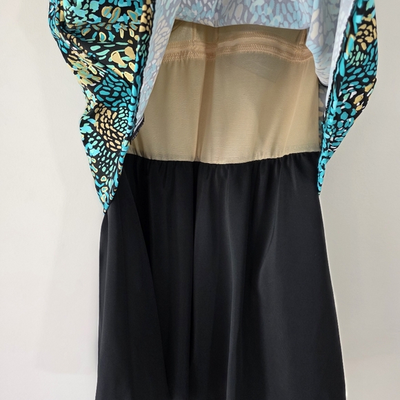 Maxine of Hollywood Teal and Black Floral One Piece Swimsuit - Picture 3 of 13